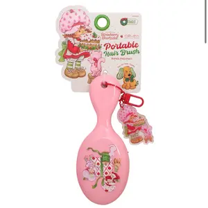 CELAVI X STRAWBERRY SHORTCAKE PORTABLE HAIR BRUSH WITH KEYCHAIN