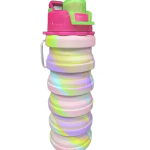 Collapsible Travel Cup for Kids Portable Reusable Bottle Drinkware Lightweight Camouflage Pink Tumbler Washable Water Bottles