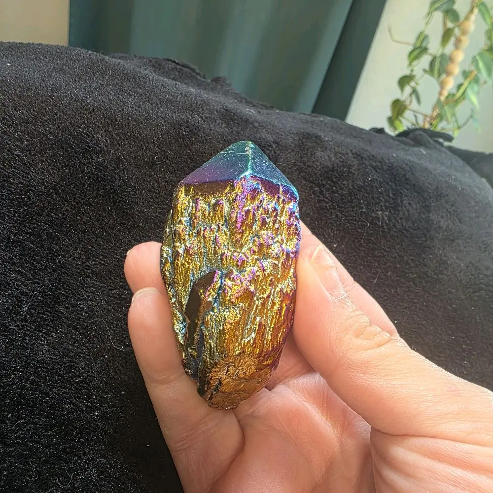 Titanium Aura Quartz Point Rainbow Flame for Full Spectrum Energy Activation