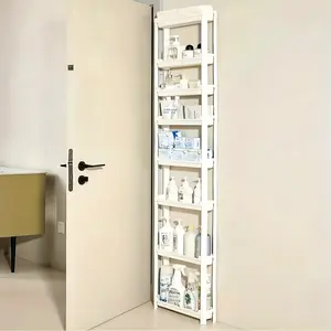 Slim 8-layer storage cabinet, suitable for tight spaces, ideal for bathroom and kitchen doors, spa organizers, space-saving plastic racks, suitable for beauty salons and spas, fragrance-free, no electricity or batteries required, bathroom finishing and