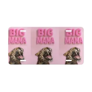 Big Mama leopard roar Vanity Plate | Pink fierce animal print license plate