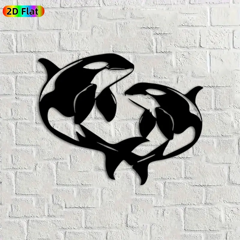 1pc Orca Metal Wall Art,Orca Statue Mural, Ideal Gift for New Year, Christmas, Marine Life Enthusiasts, Weather-Resistant Metal Wall Decor Wall Sculptures, Perfect for Living Room Wall & Garden Fence, Coastal Home Decor, Wall Decoration