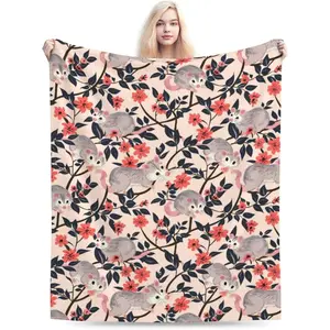 Cute Opossum Flannel Throw Blanket - 50x60in Size, Flannel Softness, Camping Cozy, Bedroom Decor, Ideal Gift for Women