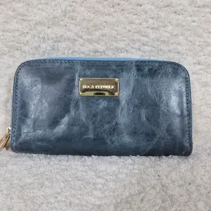 Mexican Handmade Teal Blue Leather Bifold Double Zip-Around Wallet