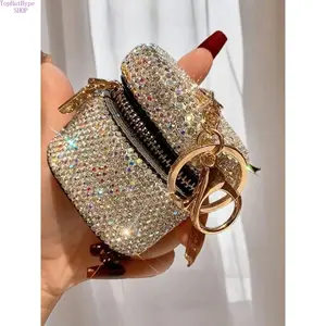 Bling Rhinestone Mini Lipstick Holder, Luxury Sparkly Portable Lipstick Protector Pouch, Cute Stylish Design for Daily Makeup On-the-Go Touch-Ups, Fashion Beauty Accessory Ideal for Travel and Gifting