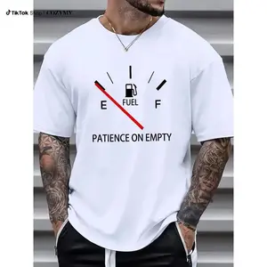 Men's Regular Fit Fuel Gauge Graphic Print Round Neck Tee, Casual Short Sleeve T-shirt for Summer, Men's Top for Daily Wear, Athletic Workout Clothing