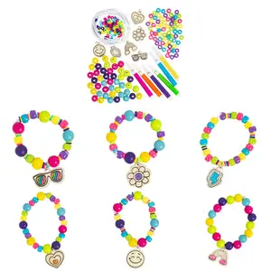Color Your Own Charms Beaded Bracelet Wood Craft Kit - Makes 12