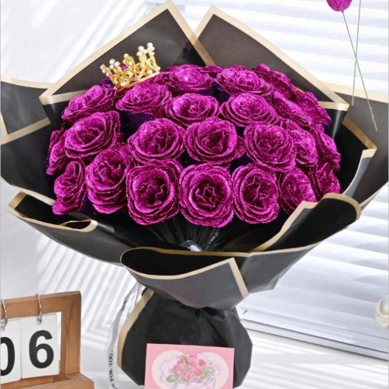 MEHELANY Sparkling Rose Bouquet – 20 Artificial Roses for Gifts & Home Décor