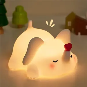 Cute Elephant Design Night Light, Rechargeable 3-Level Dimmable Silicone Night Light, Funny Office Desk and Bedroom Decor, Perfect Birthday Gift, Dimmable Nightlight, Night Lamp