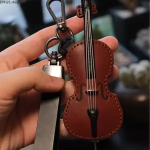 Leather Violin  Handcrafted Miniature Music Instrument Charm for Bags Keys and Backpacks, Durable Hand-Stitched Stylish Accessory for Daily Use