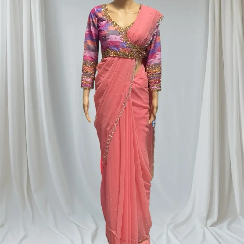 Original dhaka blouse with boutique work Long Sleeve Womenswear choubandi style crop top