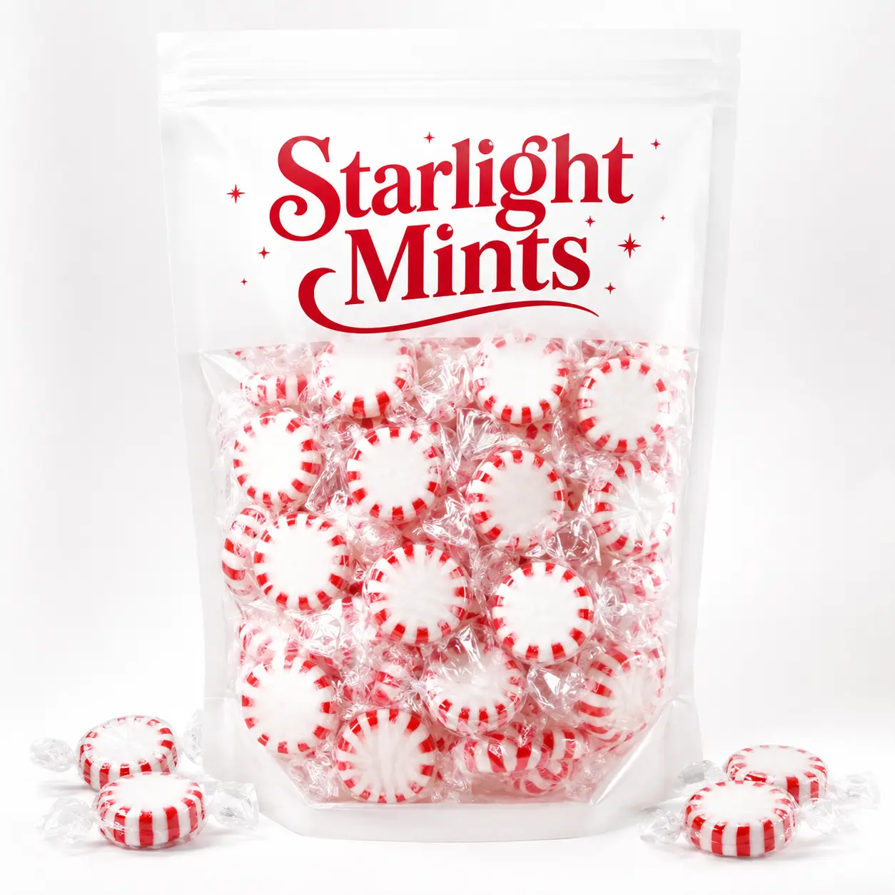 Traditional Starlight Mints, Individually Wrapped Peppermint Hard Candy, 1 Lb Bag - After Dinner Mints, Office Snacks
