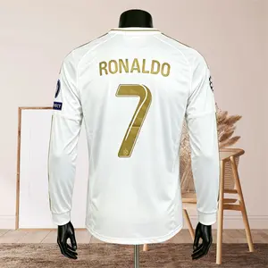 2011 2012 Home Retro No.7 Ronaldo Gold Long Sleeve soccer jersey