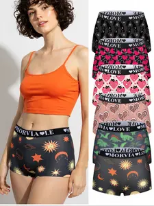 6-Pack Women's Comfortable Cotton Boxer Briefs, Soft Comfy Panties, Soft Skin-Friendly Material, Trendy Print Design, No Roll Edges, All Seasons Wear