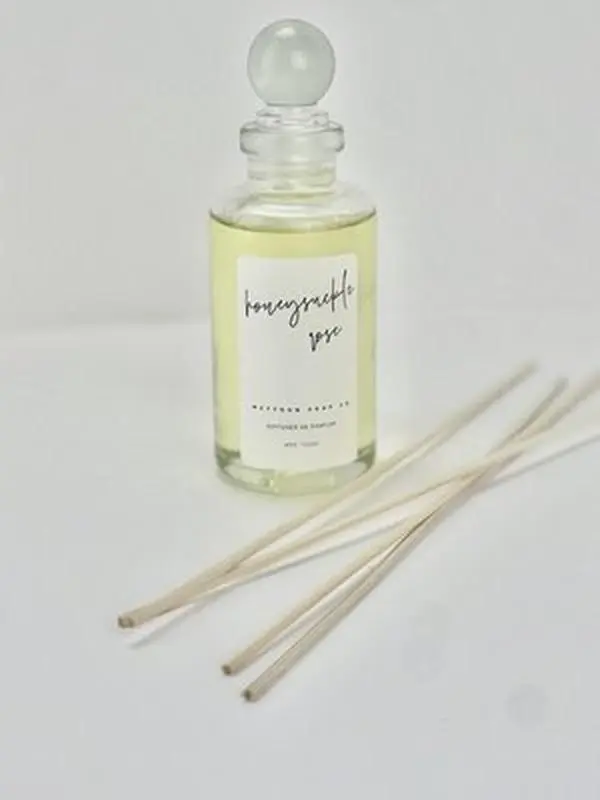 Mattoon Soap Co. 'HONEYSUCKLE ROSE' Fragrance Diffuser, Reed Diffuser, Vegan, Liquid Bedroom Long-lasting Decoration Gift