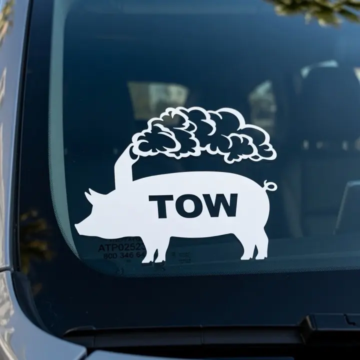 Tow Pig Decal - 2-Pack Options,  Easy to Apply - Perfect for Cars Trucks SUVs or Offices - Vehicle Exterior Decoration, High Outdoor Resistance