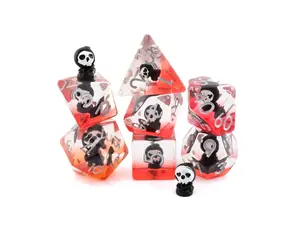 Grim Reaper Resin 7-Piece Polyhedral Dice Set with Ghostly Miniatures for Tabletop Games, Ideal Gift for Dungeons & Dragons, Pathfinder RPG, Game
