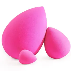Large, Mini and Standard Makeup Sponges Trio Set with Soft and Bouncy Touch, Beauty Sponges Blender in Rose Pink for Powder, Cream and Liquid Blending