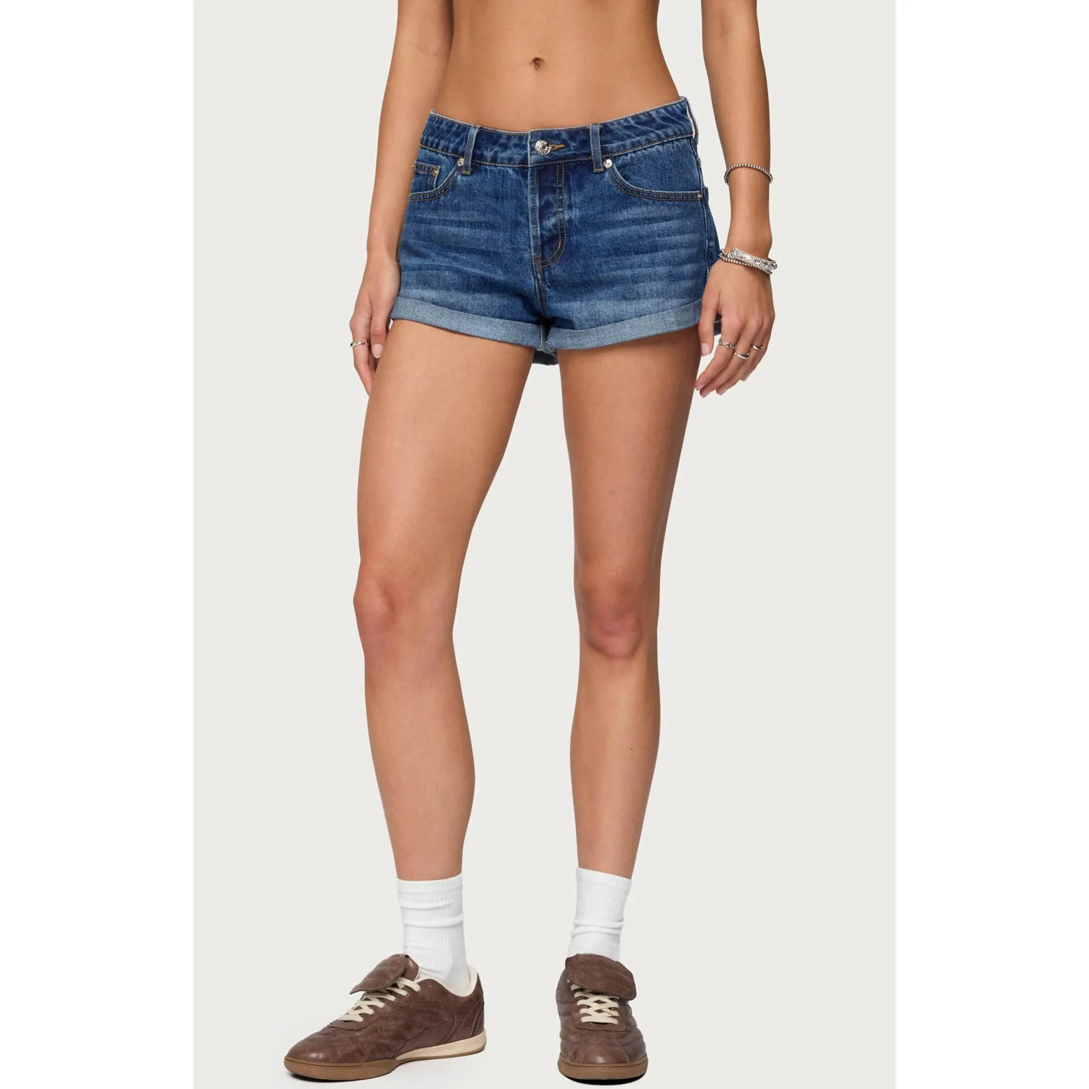 Edikted Women's Rylin Low-Rise Denim Shorts