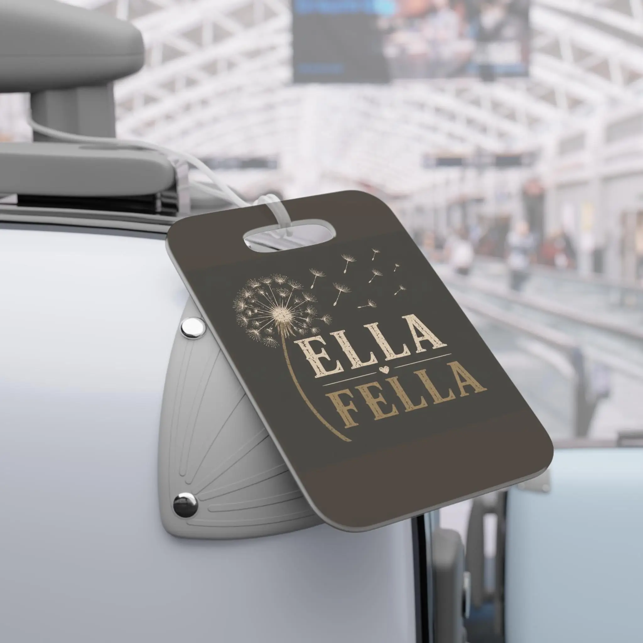 Dandelion Monogram, Luggage Tag, Ella Fella Name Travel ID Tag, Unique Travel Tag, Travel Gear, Suitcase Tag