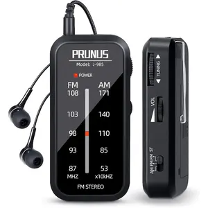 Pocket Radio Mini AM FM Stereo Radio Portable Battery Operated Radio, Includes Headphones, with Back Clip and Signal Indicator, Operated by AAA Batteries for Emergency,Walking,Running For J-985