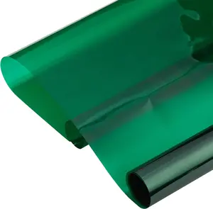 Transparent Colorful Daytime Privacy Window Film Tint for Home & Office, Anti-UV Heat Control, Sun Blocking Blackout Film for Windows Decoration in House (19.68" x 118.11", Green)