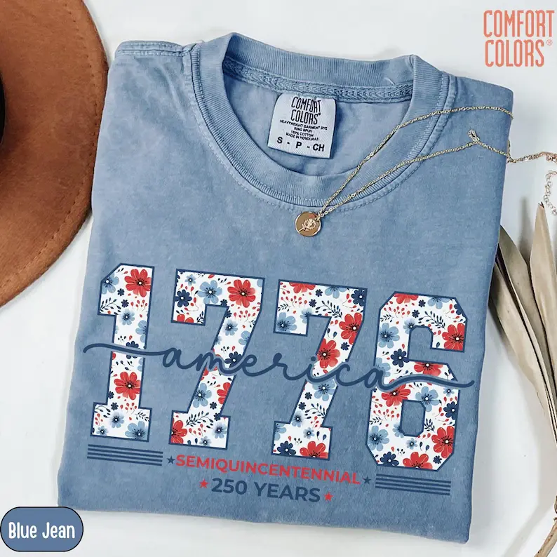 Comfort Colors Happy 250th Birthday USA T-Shirt, America 250th Anniversary Graphic Tee, Semiquincentennial Independence Day Apparel, Patriotic 1776 2026 Celebration Top, Retro 4th of July USA Gift Shirt for Women & Men