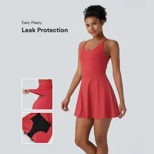 Halara Softlyzero Airy Backless Twisted Cool Touch Dance Active Dress-Easy Peezy plus Leak Protection Edition