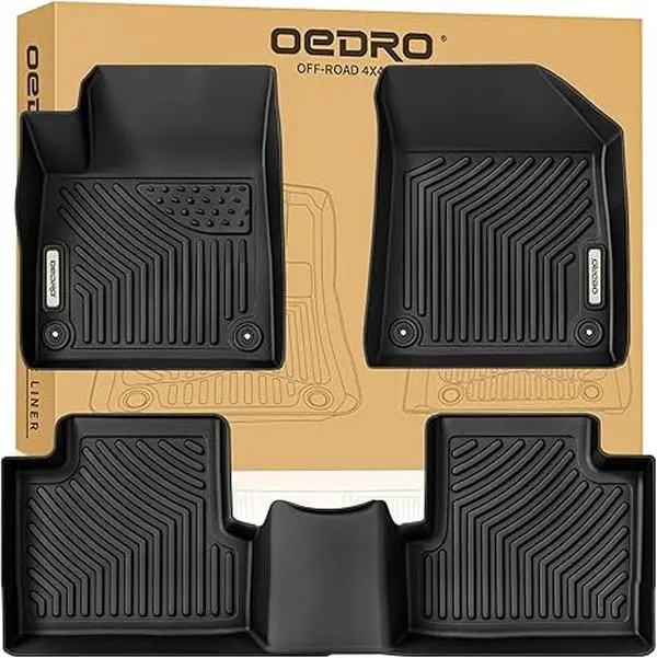 OEDRO Floor Mats Compatible with 2015-2023 Jeep Cherokee (Not fit for Grand Cherokee), Custom Fit Floor Liners, 1st & 2nd Row All-Weather Protection, Black