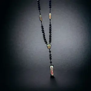 Guadalupe Crystal Rosary in Black - 24 inch 8mm - Wood