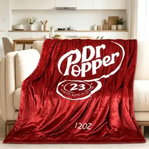 Dr Pepper Soda Can Flannel Blanket, Soft Cozy Throw for Adults & Kids, Cute Novelty Couch & Travel Gift