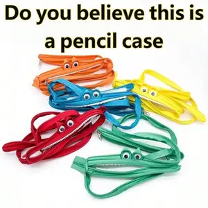 Creative Stationery Cute Cartoon Zipper Large Capacity Nylon Monster Pencil Case, Fun and Practical School Supplies, Unique Design