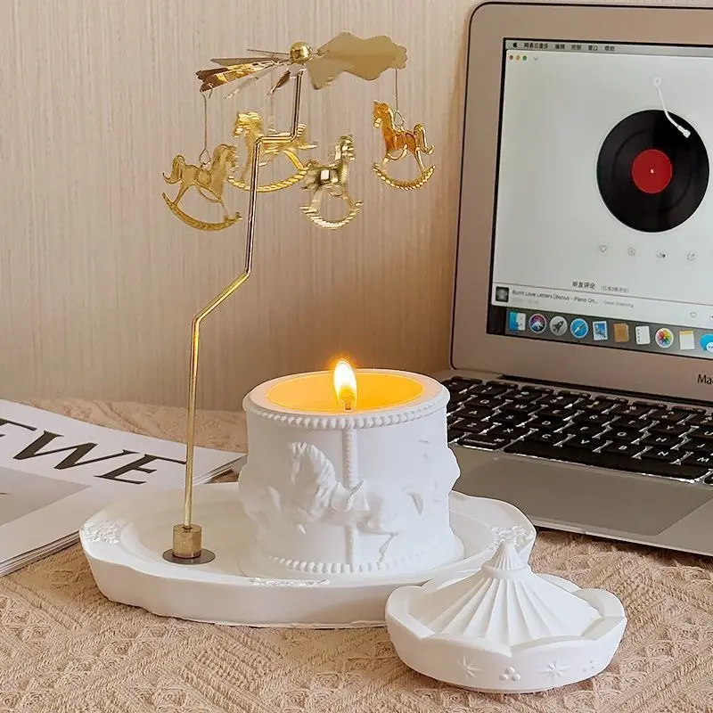 Spinning Carousel Candle Holder Set - Creative Fragrance Design, Unique Table Centerpiece & Home Decor, Ideal Valentine’s & Anniversary Gift for Sister & Wife