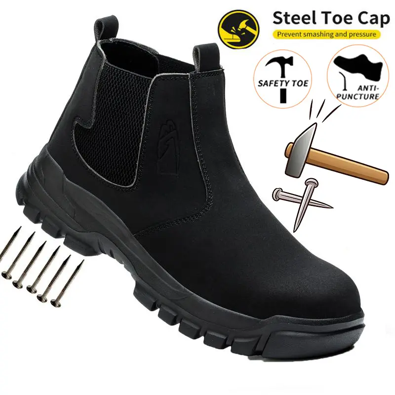 Work Boots Indestructible Safety Shoes Men Steel Toe Shoes Puncture-Proof Sneakers Non Slip Work Shoes Male Protective Boots industrial Construction Work Shoes Waterproof boots Construction Work & Daily Wear fashionable footwear