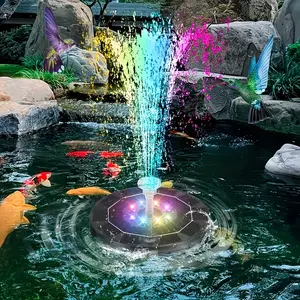 1pc Solar Fountain Pump with Lights, Independent Portable Floating Solar Drinking Water Pump for Gardens, Swimming Pools, Ponds, and Outdoor Decor.