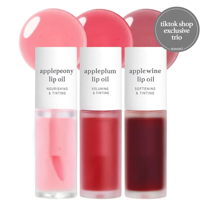 Nooni Korean Apple Lip Tint Stain Duo/Trio Bundle | Glossy Lip Stain, Tinting & Long Lasting, Moisturizing Lip Care (13 options) Hydrate Lipgloss Lips