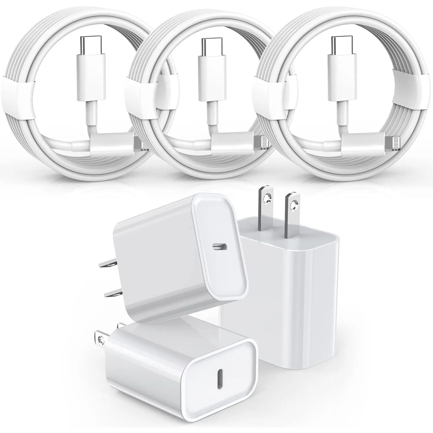 SANPRIO 3 Pack Fast Charging USB C Block with 6 Ft Type C Cable for iPhone 14 Pro Max/Plus/13 Pro/12/12Pro/11 Pro Max/XS Max Lightning Durable Smartphones Cellphones Electronic