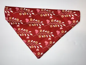 Valentine's Day Pet Bandana - 100% Cotton Fabric with Fusible Interfacing - Perfect for 1 Inch Wide Collars - Handmade for Everyday Wear or Special Occasions