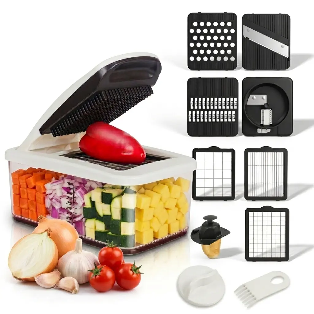 RUK 7-in-1 Vegetable Chopper, XL Chopper Vegetable Cutter, Multifunctional Food Chopper Kitchen Slicer