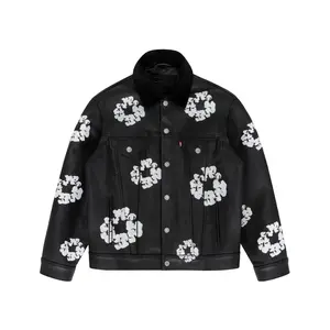 Denim Tears x Levi's Leather Cotton Wreath Type-3 Jacket Black Denim