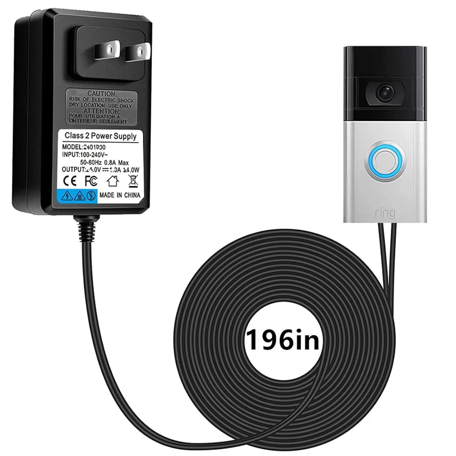 18V Video doorbell Power Adapter for Video Doorbell, Ring Video Doorbell Pro and Ring Video Doorbell 2,Transformer Compatible with Zmodo  Doorbell and Nest Hello Doorbell(16.5Ft Cord Black)