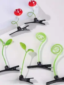 Cute Mushroom & Bean Sprouts Design Hair Clips, 10 Counts/set Creative Hair Clips for Women & Girls, Funny Kawaii Hair Accessories for Party Decor