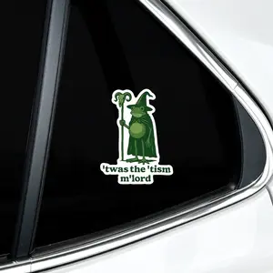 1PC Tism Frog Wizard Car Sticker, Durable and Easy To Stick, Suitable for Car Triangle Window, Fuel Tank Lid, Decoration Sticker with Staff and Hat, Best Gift for Birthday Parties, Sticker For Cars