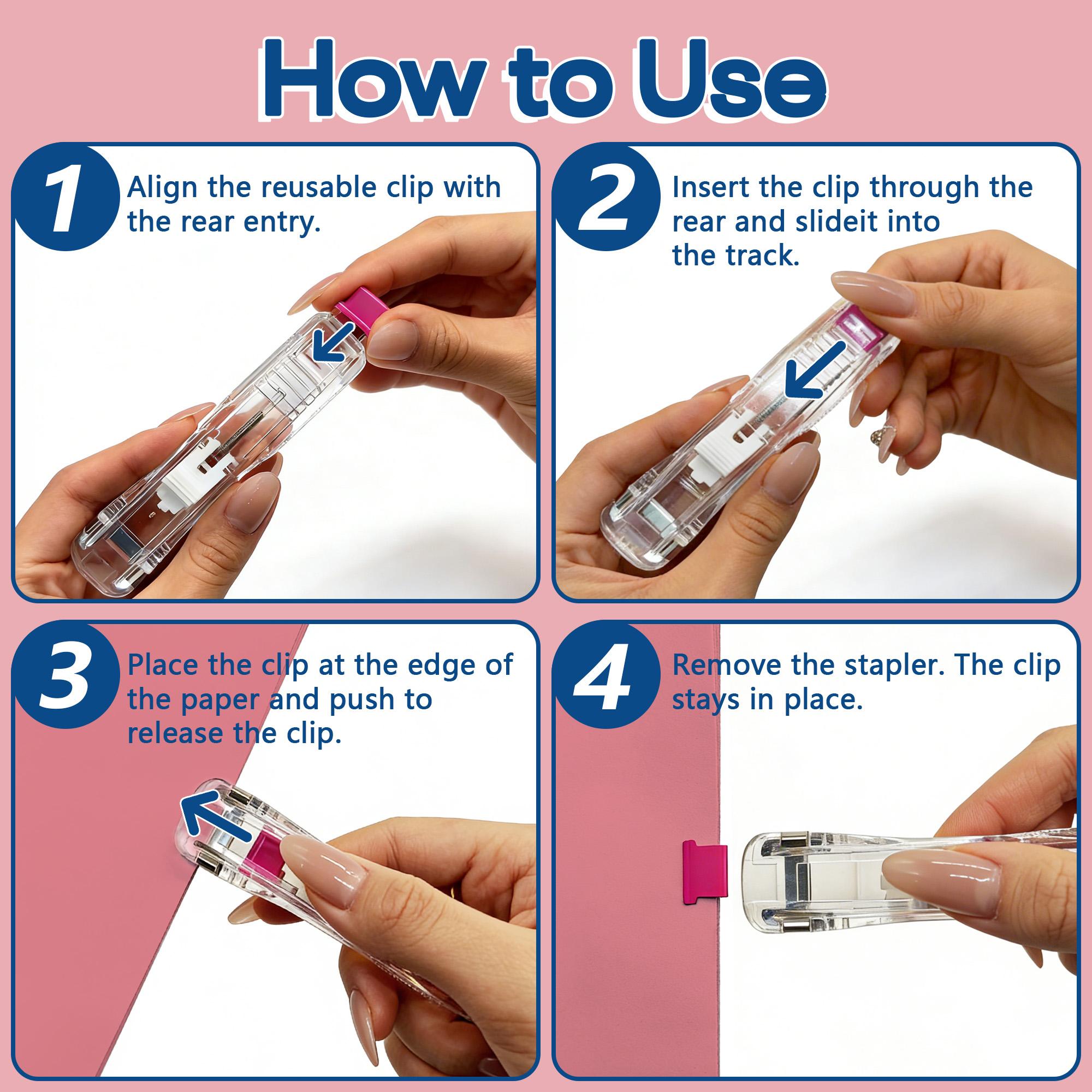 Reusable Portable Clam Paper Clip Dispenser Kit - 40-Sheet Capacity, 2 Dispensers, 100 Assorted-Color Metal Refill Clips, Mini Snack Bag Sealer, Ideal for Home & Office Use, various tool