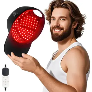 1pc Unisex Laser Hair Growth Cap, 300 LED Lights Therapy Cap for Hair, Deep Black Cap, Hair Growth LED Hat Adjustable Size Cap | Reduces Hair Loss, Stimulates Follicles, Rechargeable Scalp Care Hat for Men Women