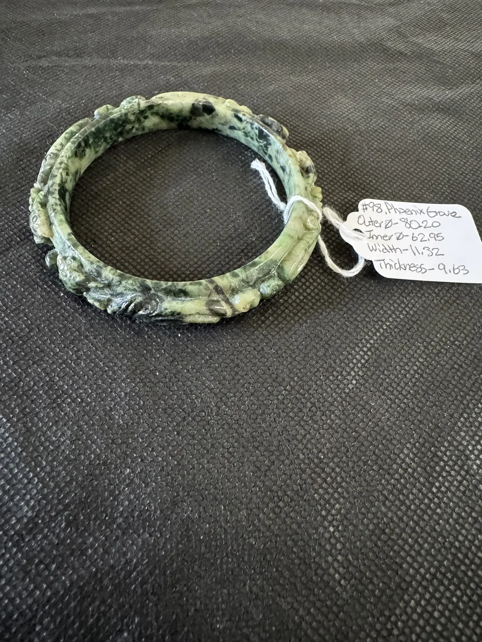 Natural Grade A Jadeite Jade Bangle | Phoenix Grove | Size XL (62.95 mm)
