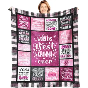 Grammy Blanket Gift for Grammy for Mothers Day from Granddaughter Grammy Gift from Grandson - Best Grammy Ever Blanket - Birthday from Grandchildren 60''x80'', Printed on One Side with a Plain White Back, Halloween Thanksgiving Christmas Gift