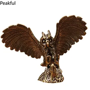 1 Piece Animal Home Decoration Alloy Owl Statue Miniature Tea Pet Art Craft Tabletop Trinket DIY Accessories Gift