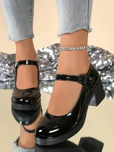Women's New Retro Vintage Classic Mary Jane Heels, Comfortable Low Heel, PU Leather, Rubber Sole, Sweet Style, All Seasons, Fashionable and Comfortable Shoes