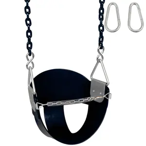 Swing Set Stuff Inc. Half Bucket (Black) with 5.5 ft. Coated Chain